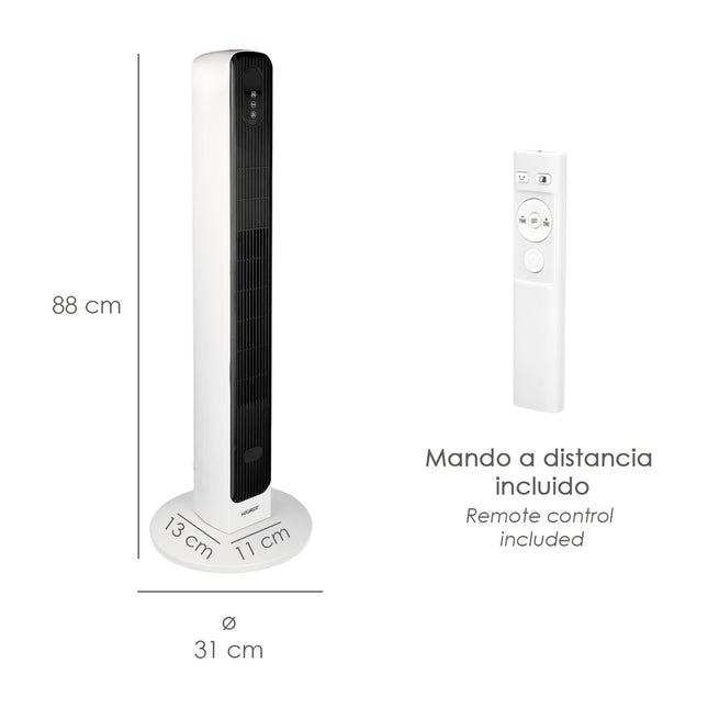 Calefactor Termoventilador Ceramico Oscilante Torre 1000 / 2000 W. Altura 88 cm.