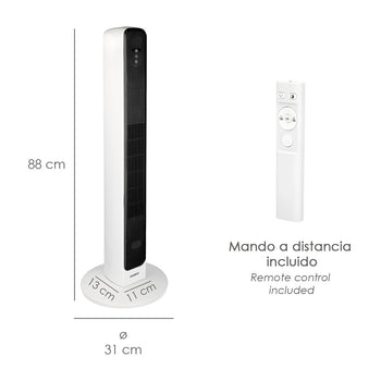 Calefactor Termoventilador Ceramico Oscilante Torre 1000 / 2000 W. Altura 88 cm.