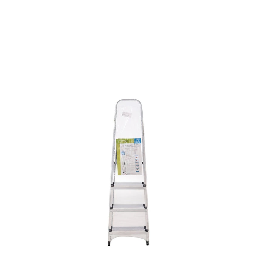 Escalera Aluminio 4 Peldaños Plegable, Uso doméstico, Antideslizante, Ligera y Resistente
