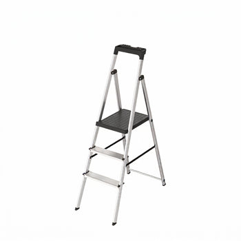 Escalera Aluminio 3 Pedaños Uso Domestico Certificada En 131 Con Bandeja Para Herramientas. - 3 Peldaños