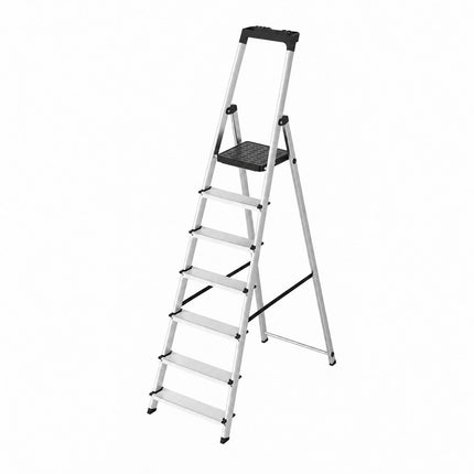 Escalera Aluminio 7 Pedaños Uso Domestico Certificada En 131 Con Bandeja Para Herramientas. - 7 Peldaños