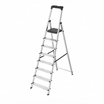 Escalera Aluminio 8 Pedaños Uso Domestico Certificada En 131 Con Bandeja Para Herramientas. - 8 Peldaños