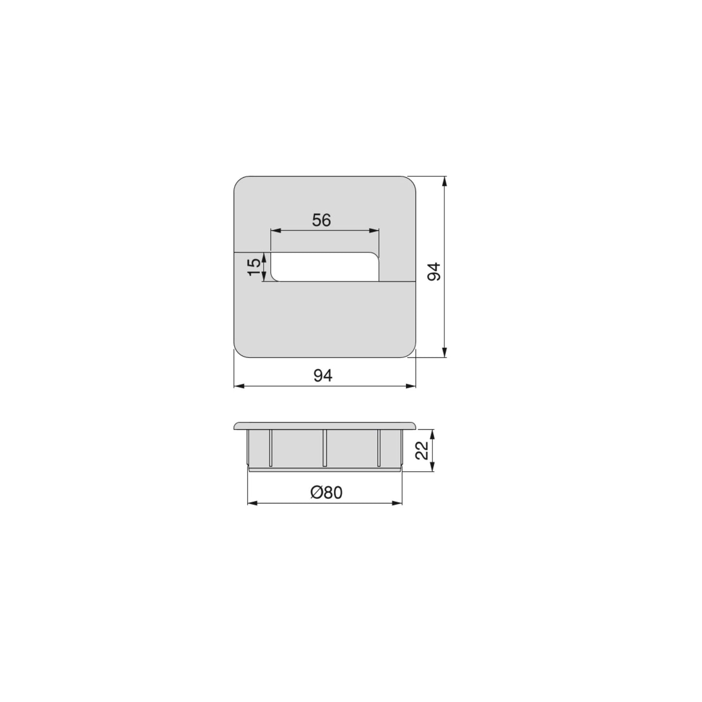 Emuca Plastwin cable grommet for table, White plastic, Plastic