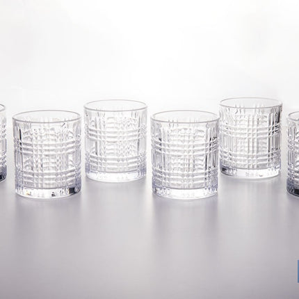 Pack de 6 vasos de agua con relieve | Capacidad: 27,5 cl | Material: vidrio | Color: transparente