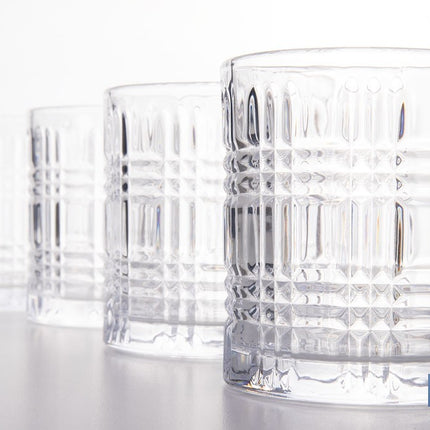 Pack de 6 vasos de agua con relieve | Capacidad: 27,5 cl | Material: vidrio | Color: transparente