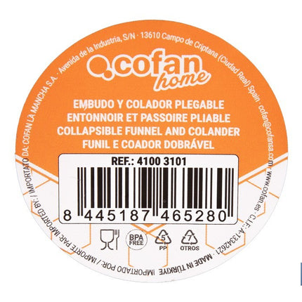 Pack de embudo y colador plegables con mango y capacidad para 0,6 litros | Color: verde | Ahorro de espacio y fácil almacenamiento