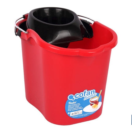 Cubo + escurridor en rojo | Capacidad 16 litros | Con asa metálica y escurridor especial