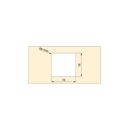 Emuca Set of 5 Plaswire 85 table grommets, square, 78x78mm, for recessed mounting, Plastic, White