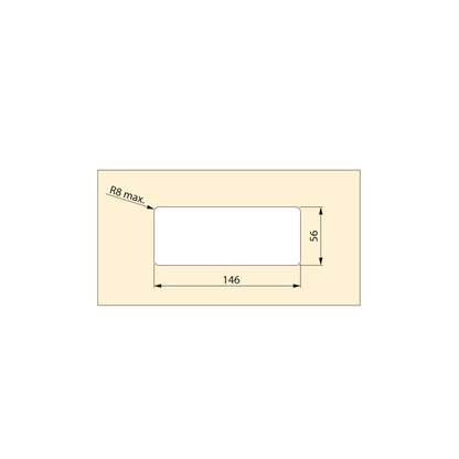 Emuca Set of 5 Plaswire 152 rectangular table grommets, 146x56mm, for recessed mounting, Plastic, White