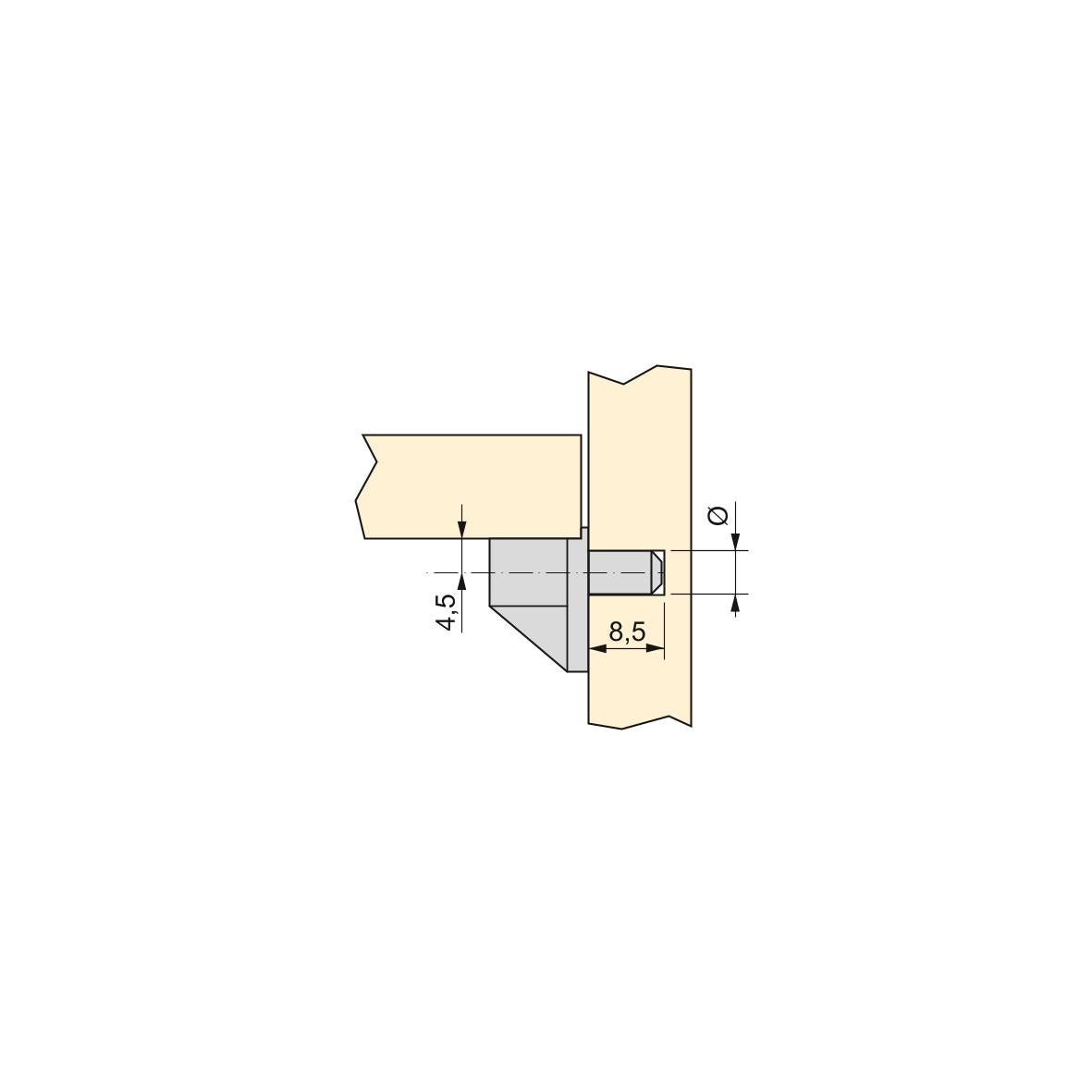 Soporte para estante de madera con perno metálico, Ø 5, Acero y Plástico, 1000 unidades.