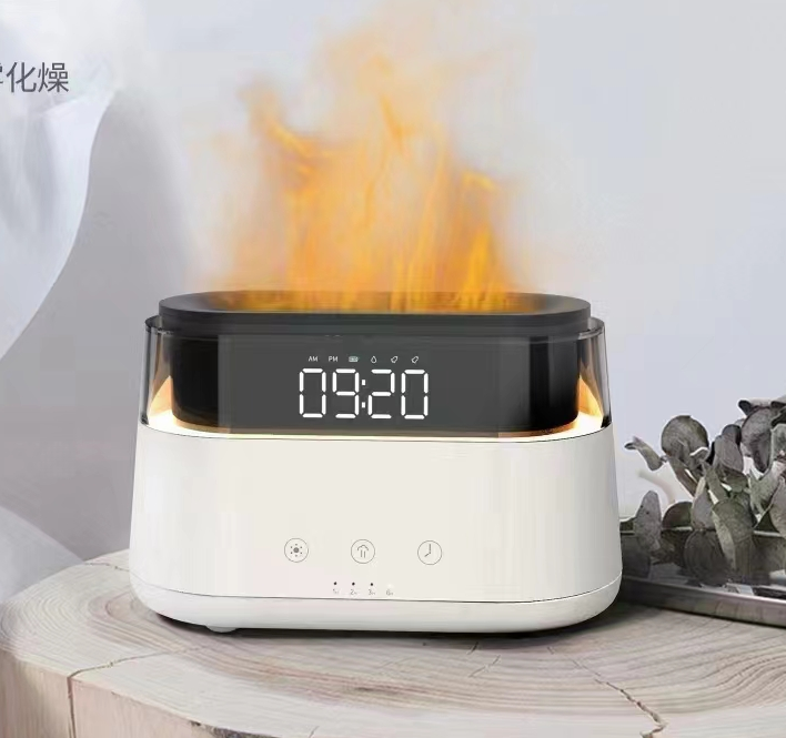 Modern Aroma Diffuser - LED Clock - USB-C - Flame Effect