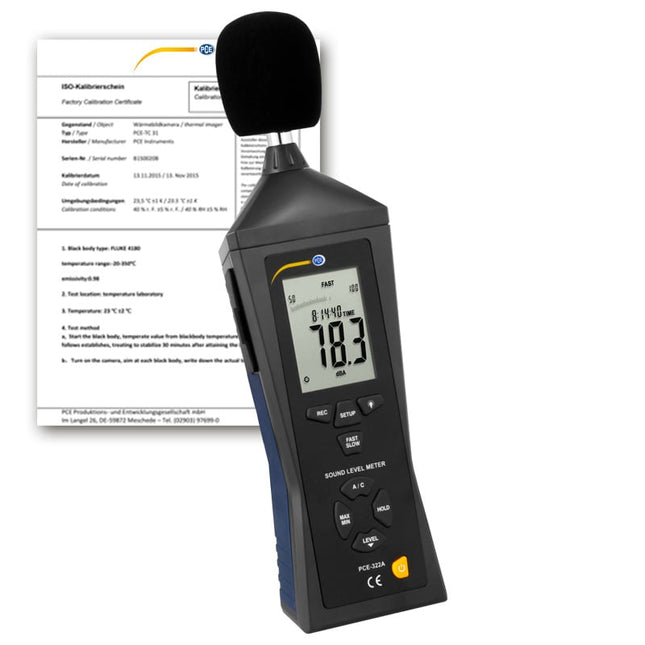 Sonómetro PCE-322A-ICA incl. certificado de calibración ISO