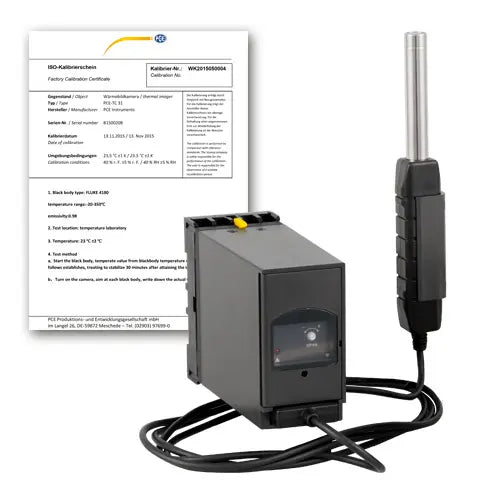 Medidor de nível sonoro PCE-SLT-TRM-24V-ICA com certificado de calibração incluído.