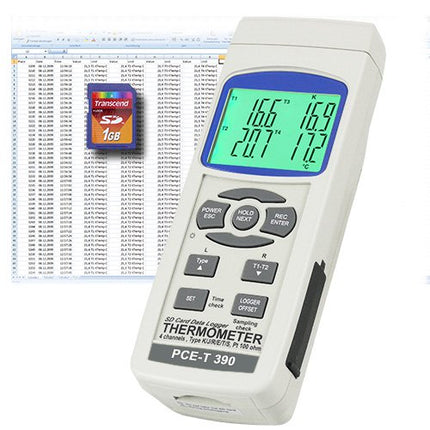 Termómetro PCE-T390-ICA incl. certificado de calibración ISO