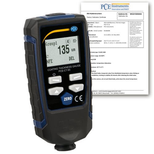Espesímetro PCE-CT 65-ICA incl. certificado de calibración ISO