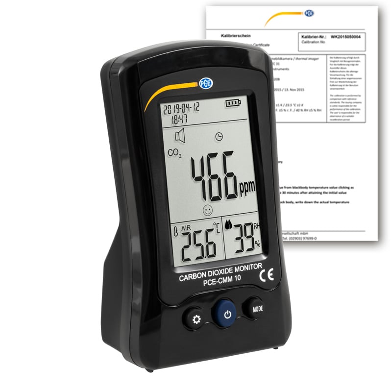 Medidor de CO2/Dióxido de Carbono PCE-CMM 10-ICA com certificado ISO 
