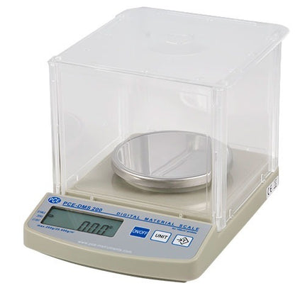 Balança de laboratório PCE-DMS 200-ICA com certificado de calibração ISO incluído.