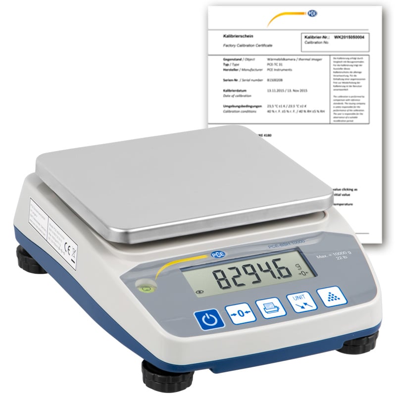 Balanza básica PCE-BSH 10000-ICA incl. certificado de calibración ISO