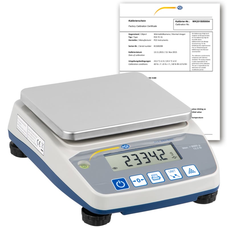 Balanza básica PCE-BSH 6000-ICA incl. certificado de calibración ISO
