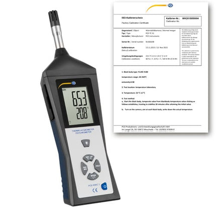 Termohigrómetro PCE-HVAC 3 incl. certificado de calibración ISO
