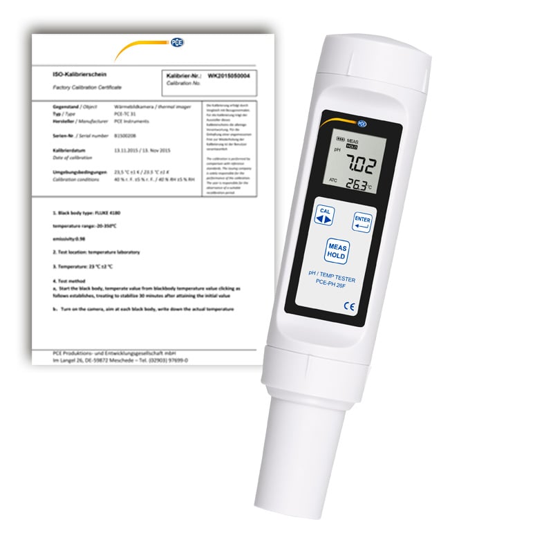 pH-metro PCE-PH 26F-ICA incl. certificado de calibración ISO