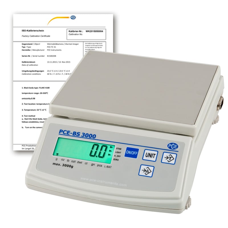 Balanza analítica PCE-BS 3000-ICA incl. certificado de calibración ISO