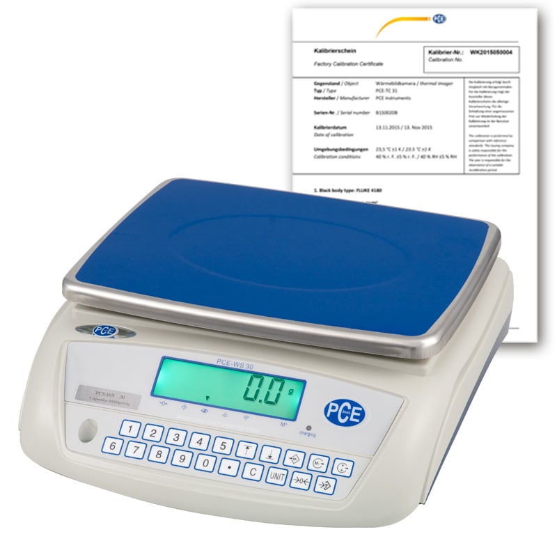 Balanza digital PCE-WS 30-ICA incl. certificado de calibración ISO