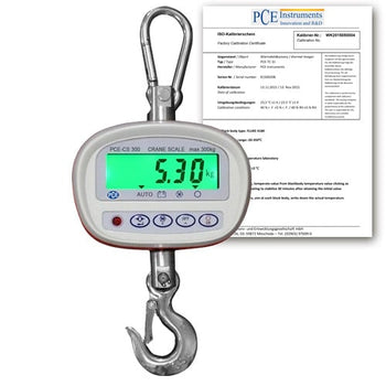 Balanza colgante PCE-CS 300 incl. certificado de calibración ISO