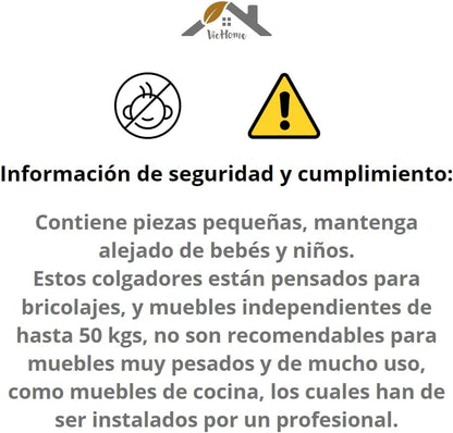 VicHome Juego colgador para muebles de cocina armarios percheros estantes, escuadra+placa de montaje. Herraje para pared suspendido oculto, montaje resistente