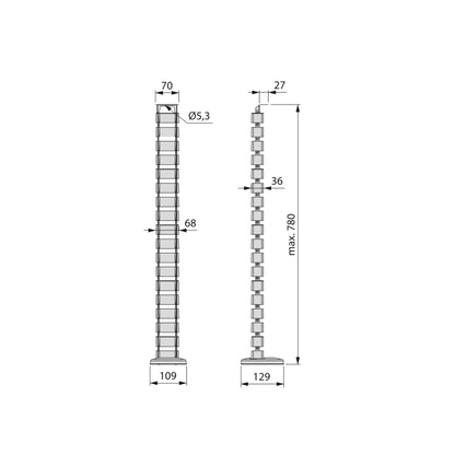 Emuca Pipe 4 cable gland column, Plastic, Painted aluminium