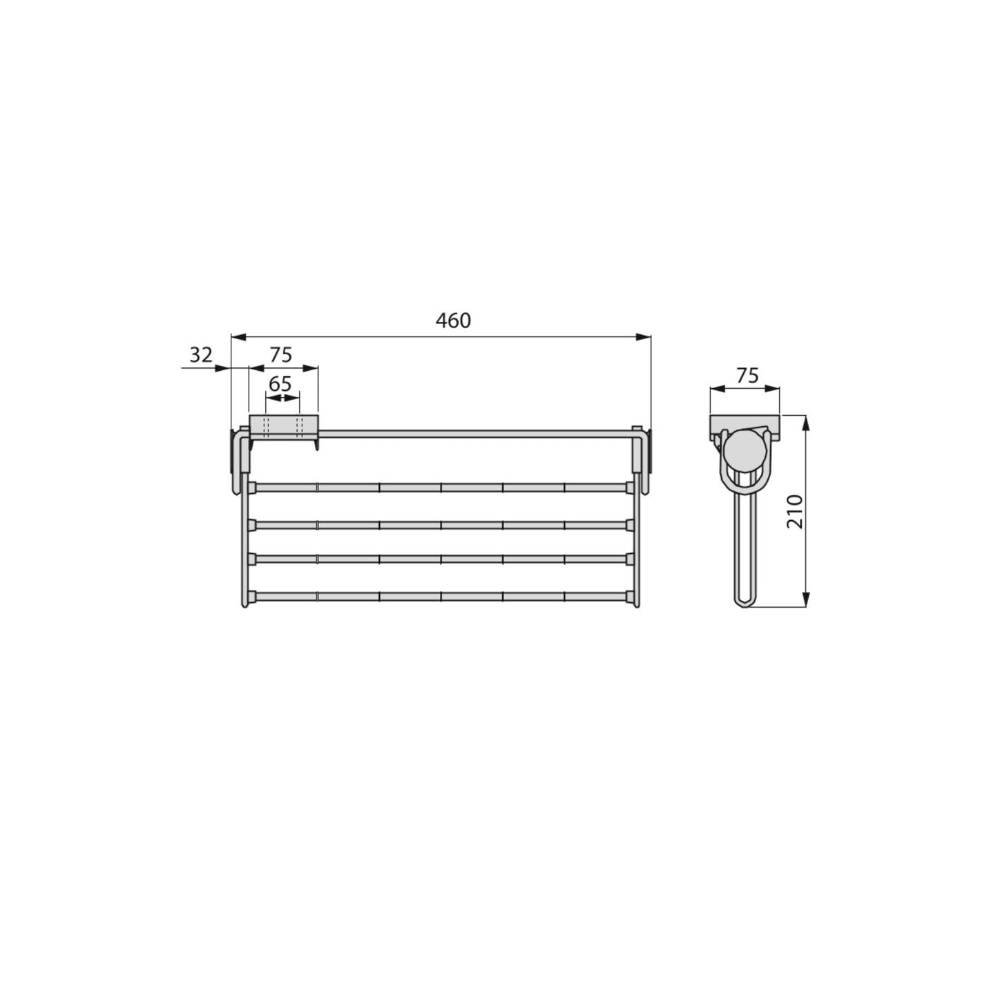 Emuca Self removable side trouser rack, Steel and Plastic, Painted aluminium