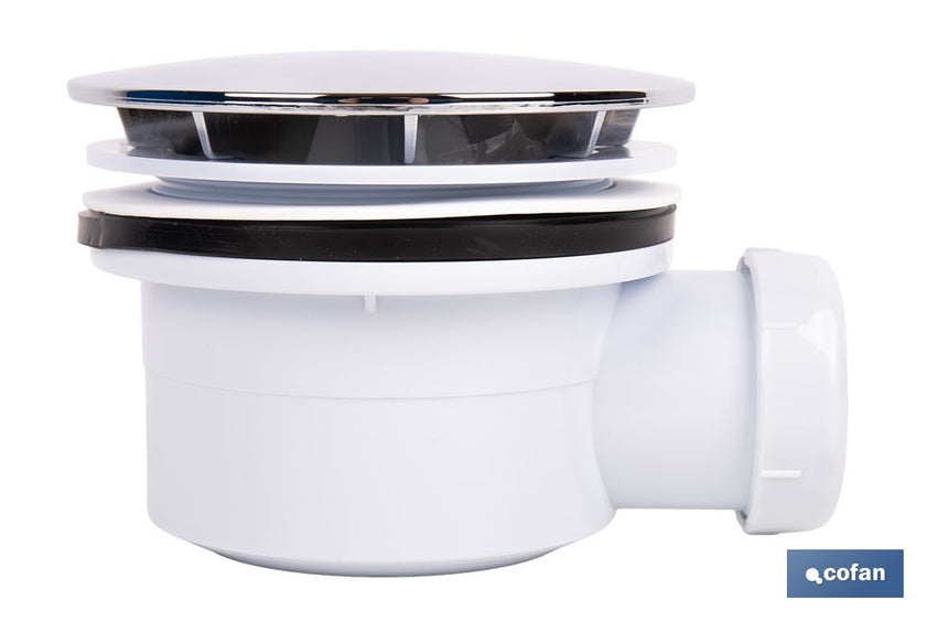 Válvula sifónica para plato de ducha | Orificio de Ø90 mm | Salida de Ø40 mm | Junta cónica reductora de Ø32 mm