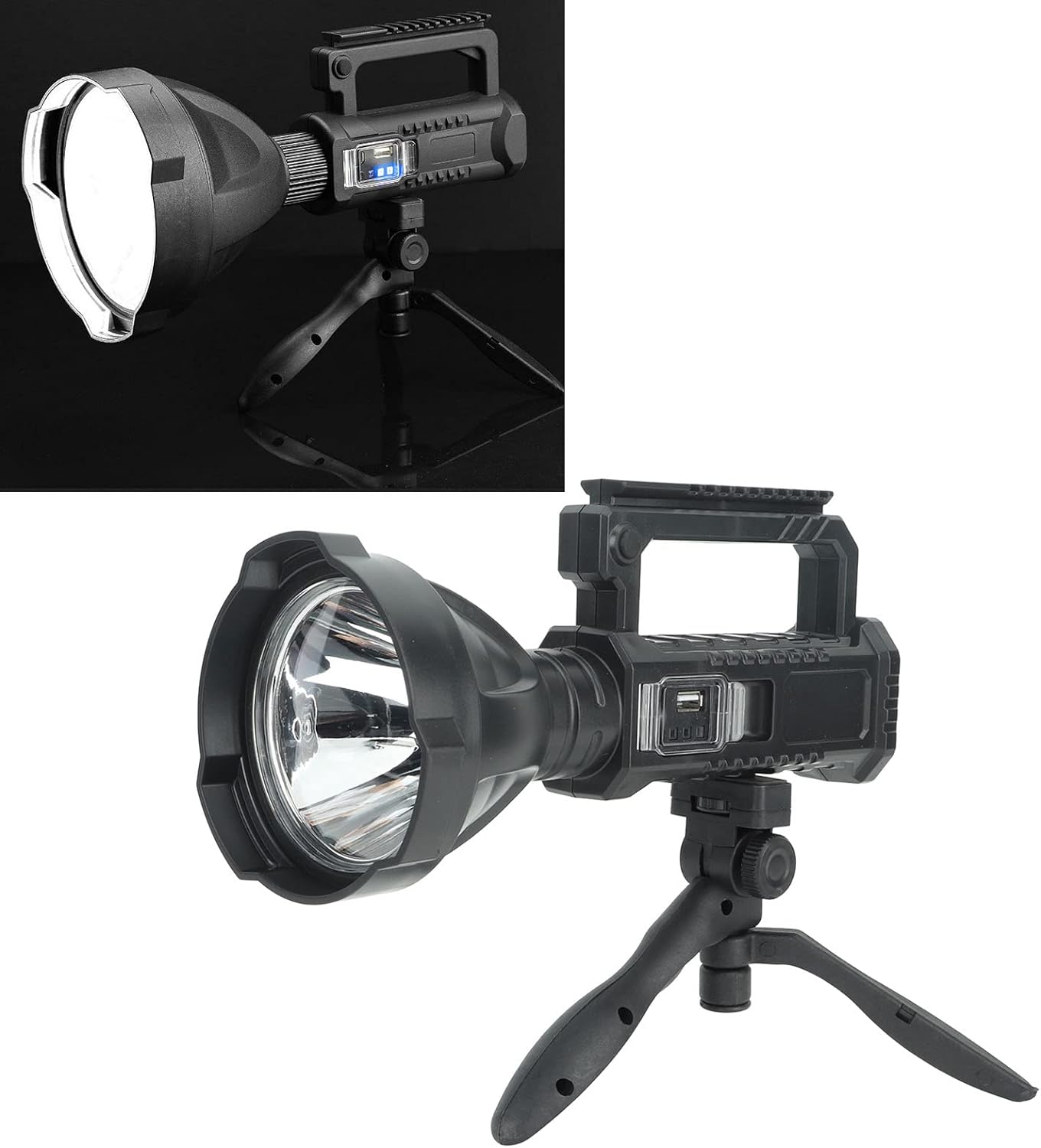 POWERFUL FLASHLIGHT WITH TRIPOD Rechargeable Reflector, 1500 Lumens