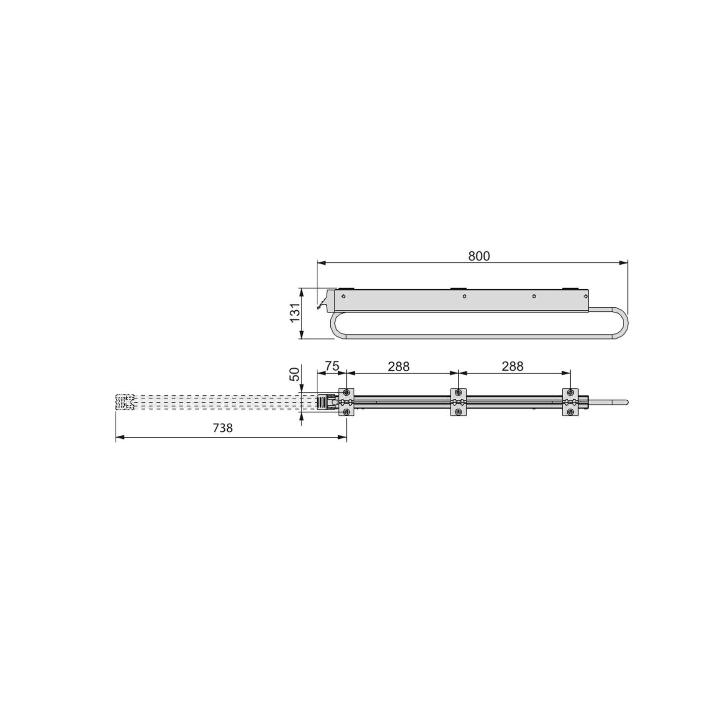 Emuca Removable hanger for deep wardrobe Self, L800mm, Steel and Plastic, Black painted