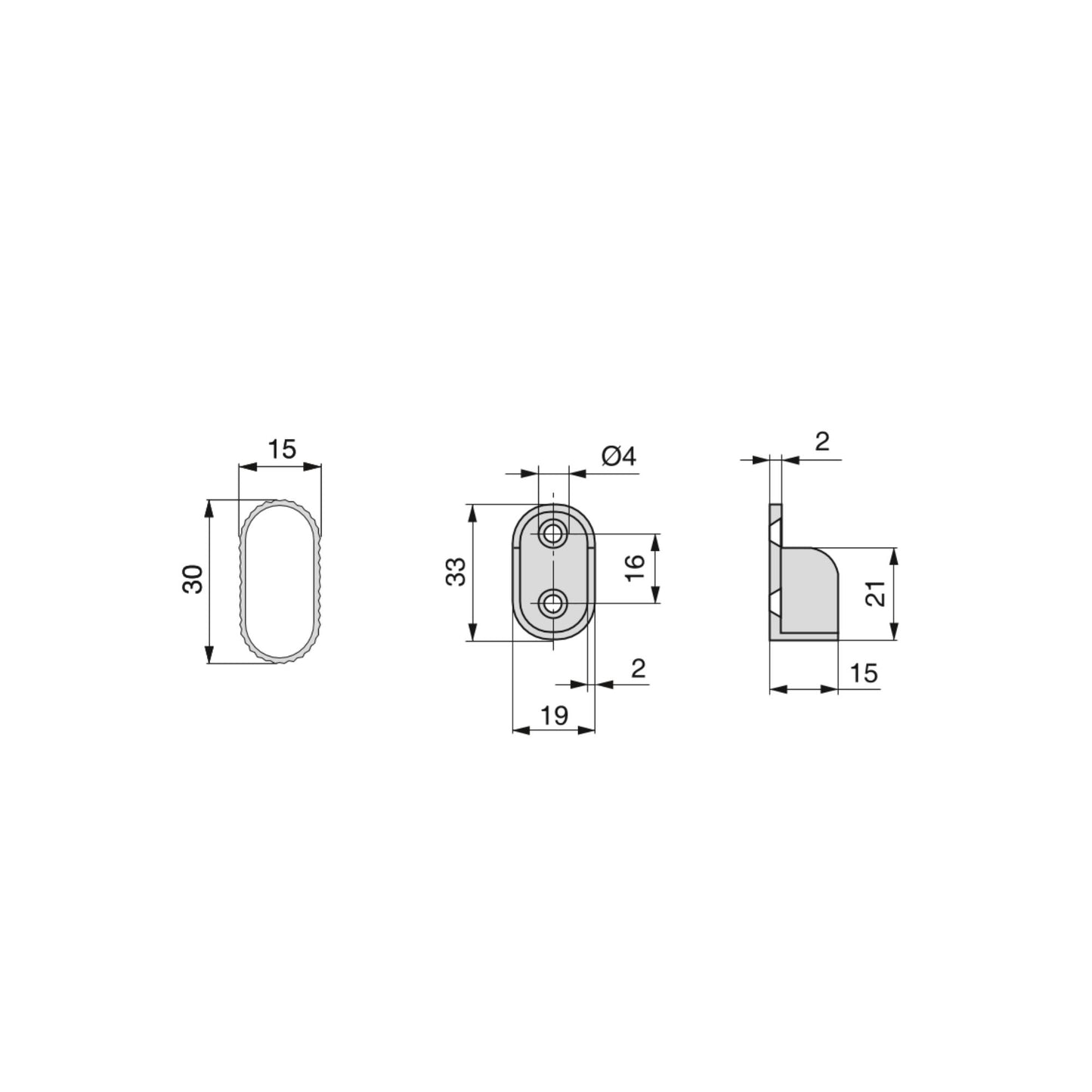 Emuca Wardrobe bar kit 30x15 mm aluminium, 0.95 m, Matt anodized, Aluminium and Zamak