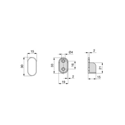 Emuca Wardrobe bar kit 30x15 mm aluminium, 0.95 m, Matt anodized, Aluminium and Zamak