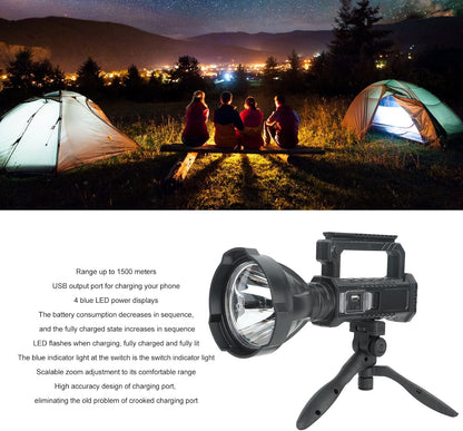 POWERFUL FLASHLIGHT WITH TRIPOD Rechargeable Reflector, 1500 Lumens