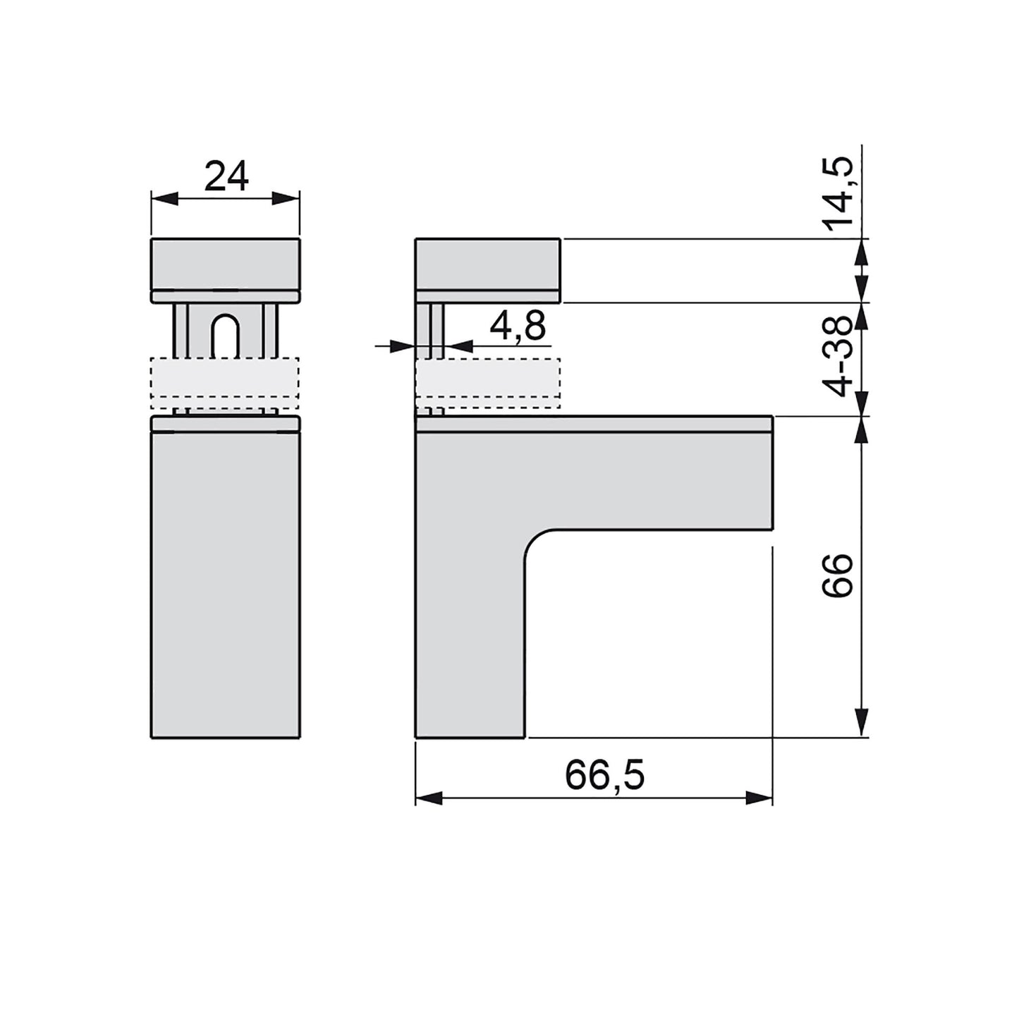 Emuca Set of brackets for Squad 2 wooden or glass shelves, Plastic and Zamak, Painted aluminium