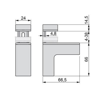 Emuca Set of brackets for Squad 2 wooden or glass shelves, Plastic and Zamak, Painted aluminium