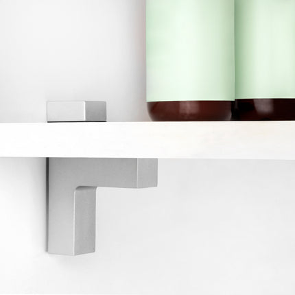 Conjunto de suportes para prateleiras Emuca Squad 2 de madeira ou vidro, plástico e zamak, alumínio pintado