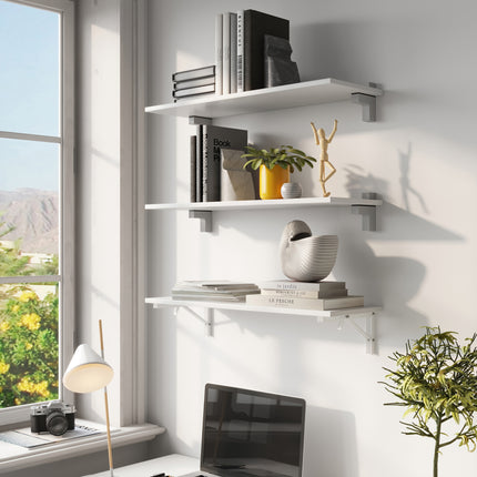 Conjunto de suportes para prateleiras Emuca Squad 2 de madeira ou vidro, plástico e zamak, alumínio pintado