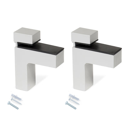 Emuca Set of brackets for Squad 2 wooden or glass shelves, Plastic and Zamak, Painted aluminium