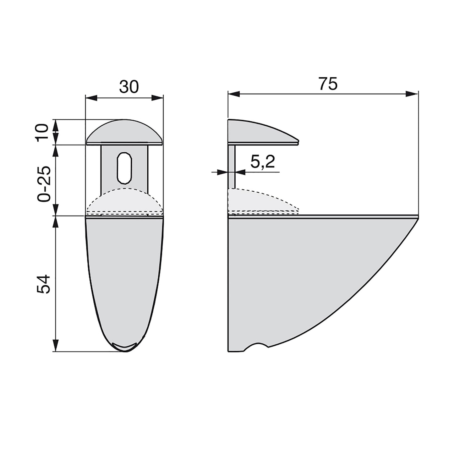 Emuca Azor set of supports for wooden or glass shelves, Plastic and Zamak, Painted aluminium