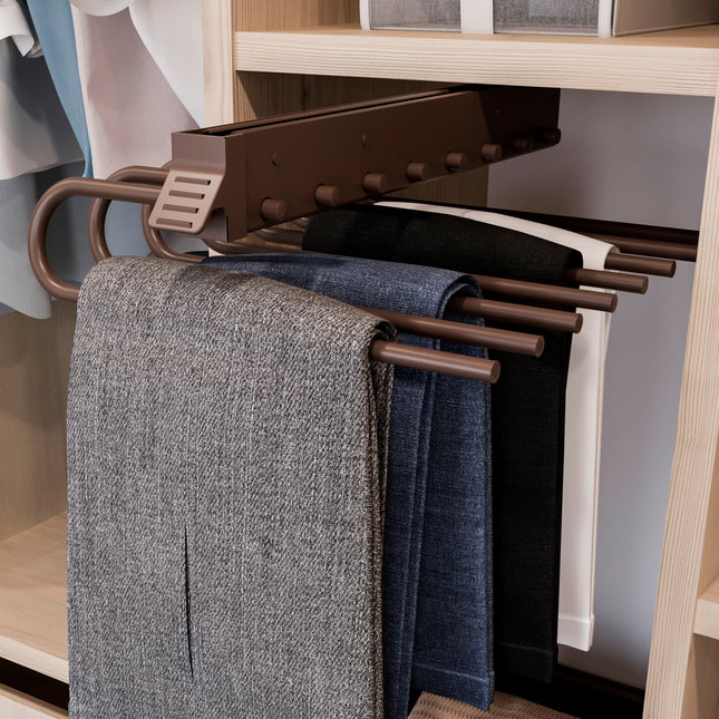 Emuca Pantalonero extraíble, Izquierda, Acero y Plástico, Pintado moka