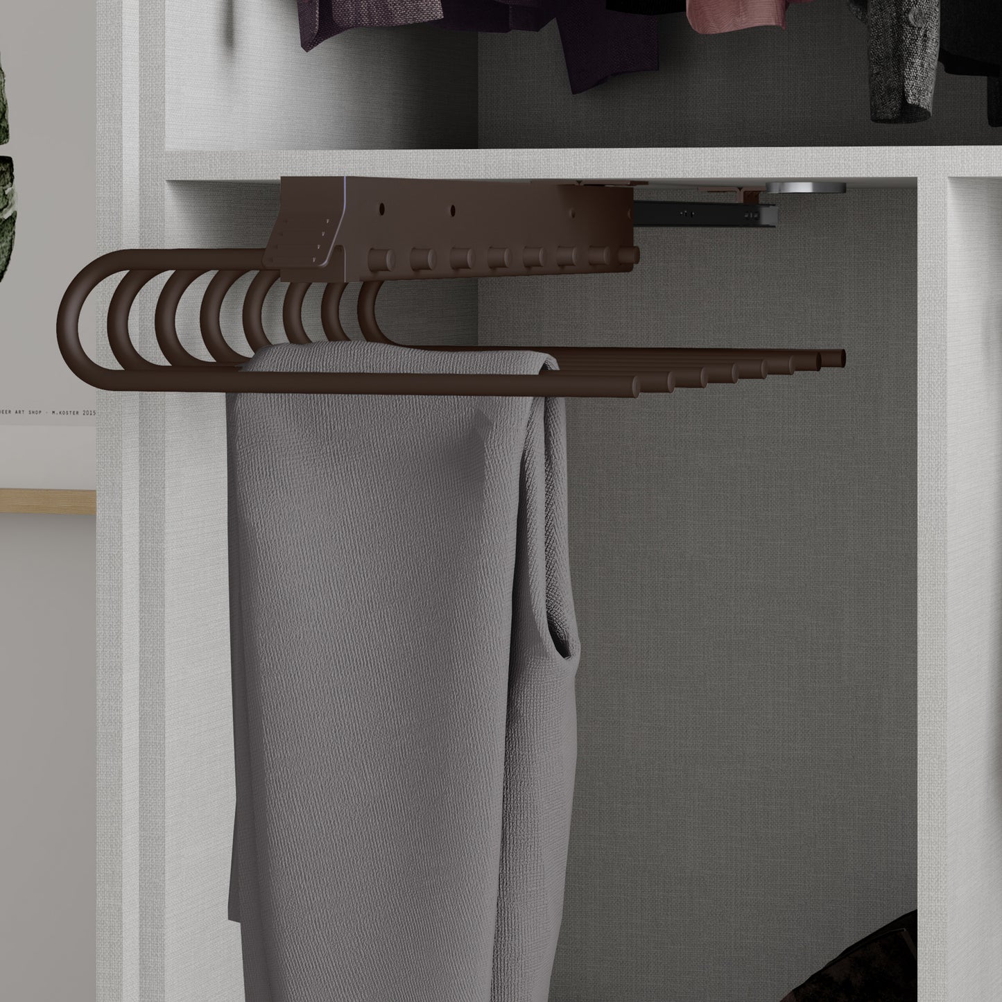 Emuca Removable trouser rack, Left, Steel and Plastic, Mocha painted