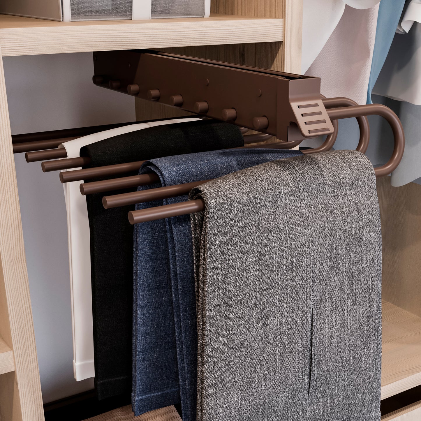 Emuca Removable trouser rack, Right, Steel and Plastic, Mocha painted