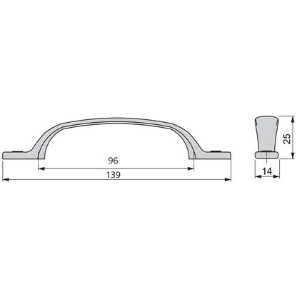 Emuca Lote de 20 tiradores para mueble Nairobi, L139mm, intereje 96mm, Zamak, Bronce