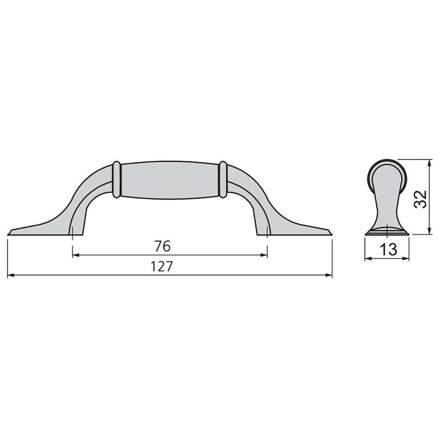 Emuca Lote de 20 tiradores para mueble Papua, L127mm, intereje 76mm, Zamak, Bronce