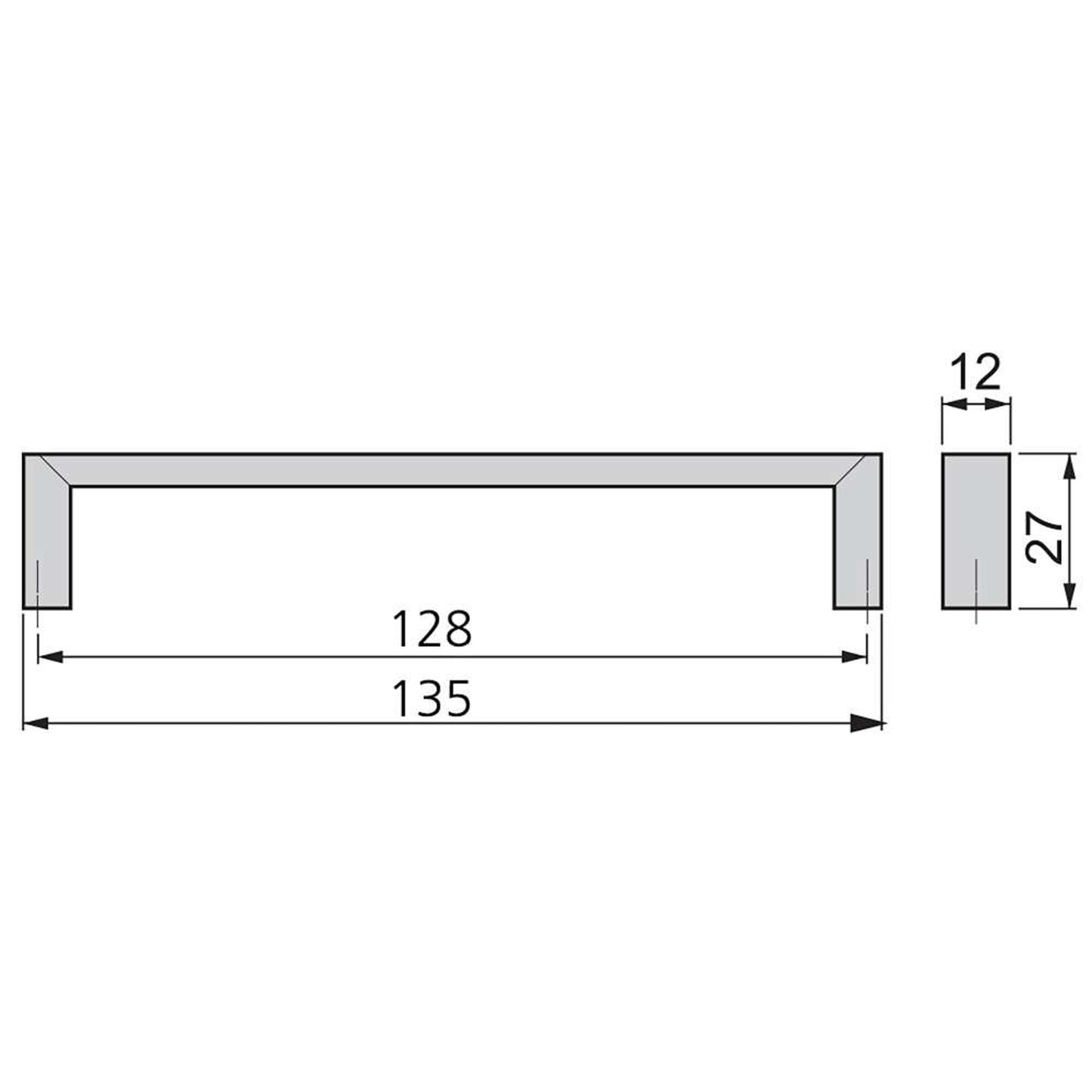 Emuca Lote de 25 tiradores para mueble Fuji, L135mm, intereje 128mm, Zamak, Niquel satinado