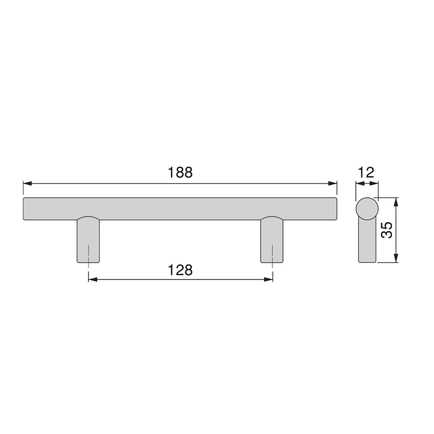 Emuca Lote de 10 tiradores para mueble Orlando, L188mm, intereje 128mm, Acero, Níquel satinado